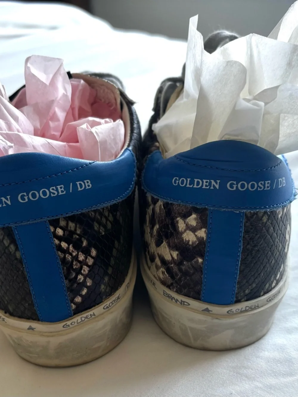 Golden Goose Women's Snake-Print Superstar Sneakers in White, Gray, Black - Picture 4 of 13